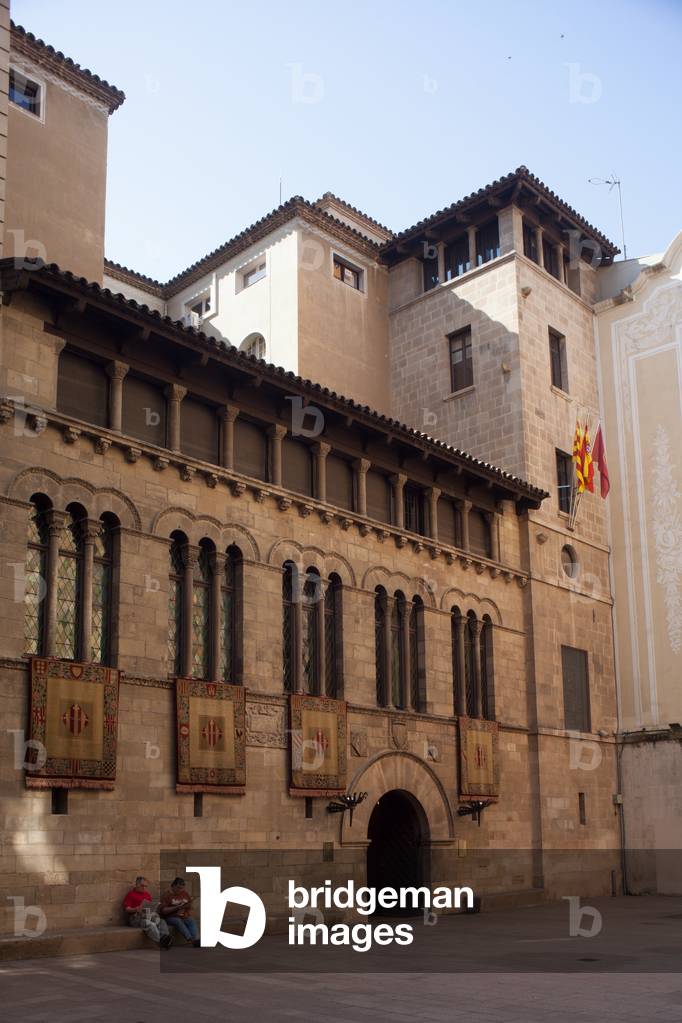 Town hall La Paeria. Façade. Exterior. Romanesque-Gothic.