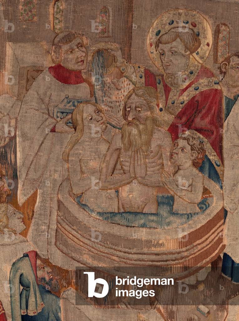 History of Saint Piat and Saint Eleuthère, Scene 6 Detail mid. Baptism scene.