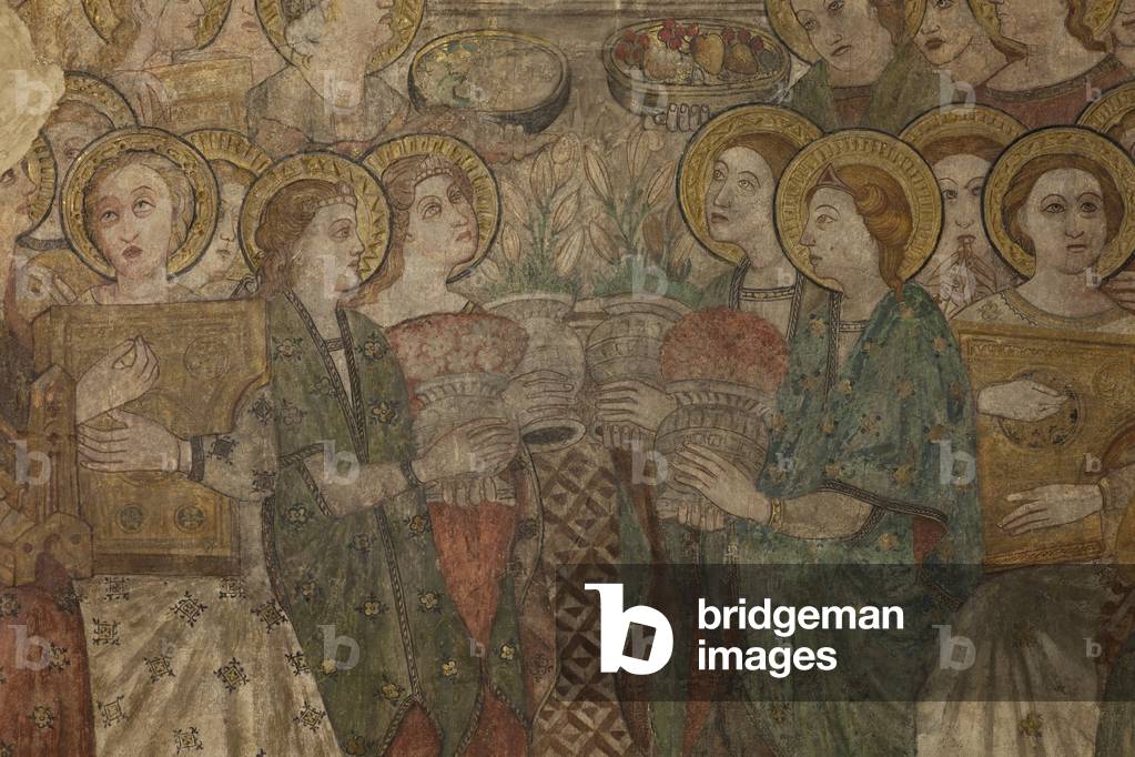 Detail from the murals over the altar of the main chapel, Basílica Menor y Parroquia Mayor de Santa María de la Asunción, Arcos de la Frontera, Andalucía, Cádiz, Spain (photo)