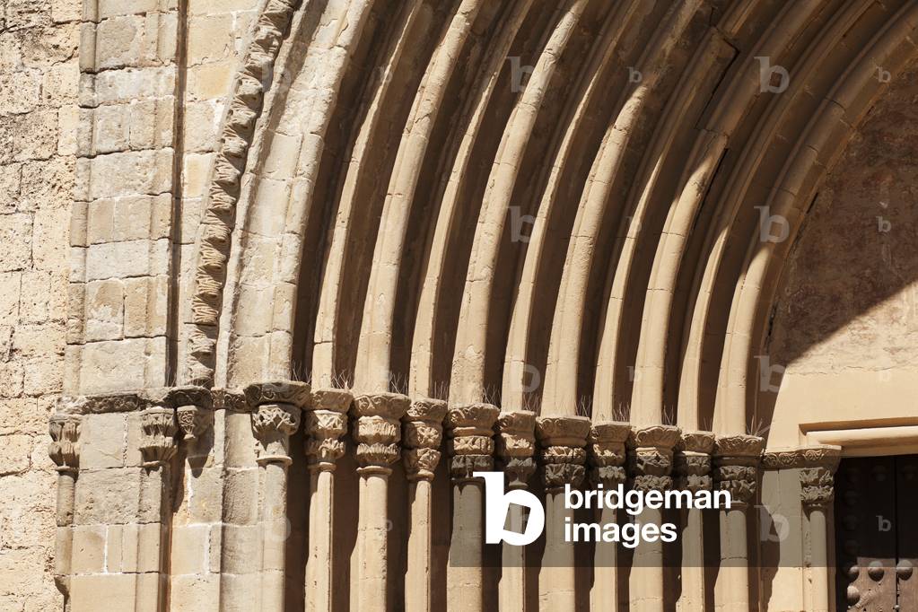 Detail from the Monastery portal, Sant Cugat del Vallès, Barcelona, Catalunya, Spain (photo)