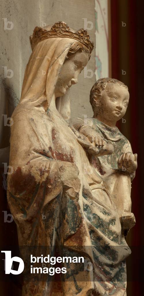 A sculpture Madonna with Child. Polychrome. 15th century (?).