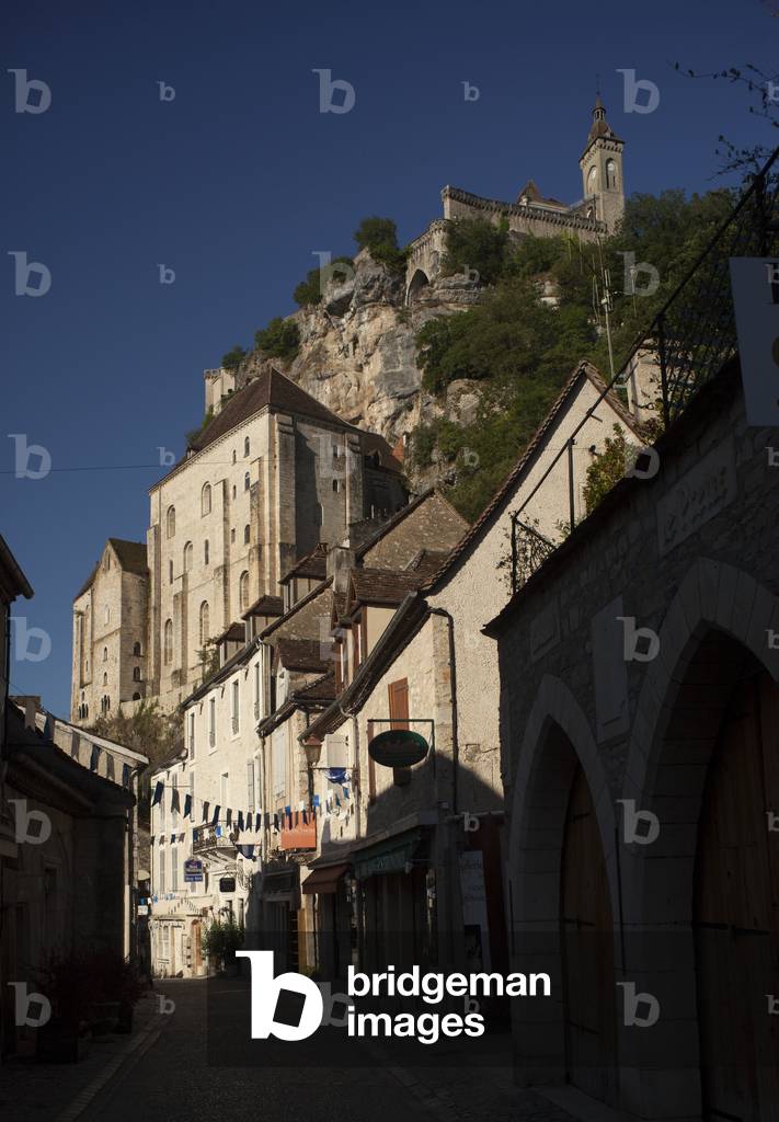 A street view with the castle or palace (Palais de l'évêque de Tulle). Exterior.
