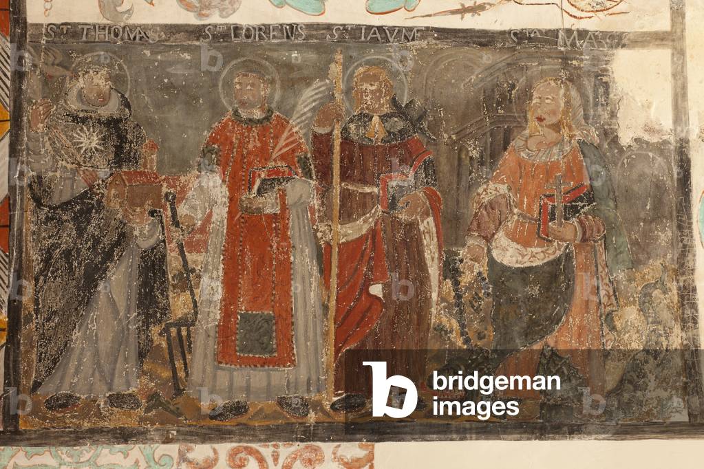 Parish church (Església de la Mare de Déu de Solers). Interior. The naves. Mural paintings. Detail. 16th century (?).