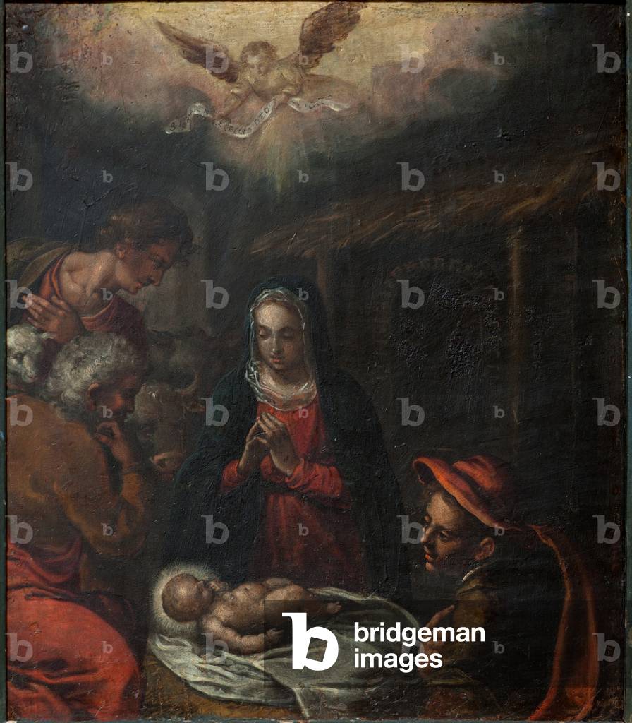 Collegiate church. Interior. Painting. Adoration of the shepherds. Oil on canvas. 18th century.