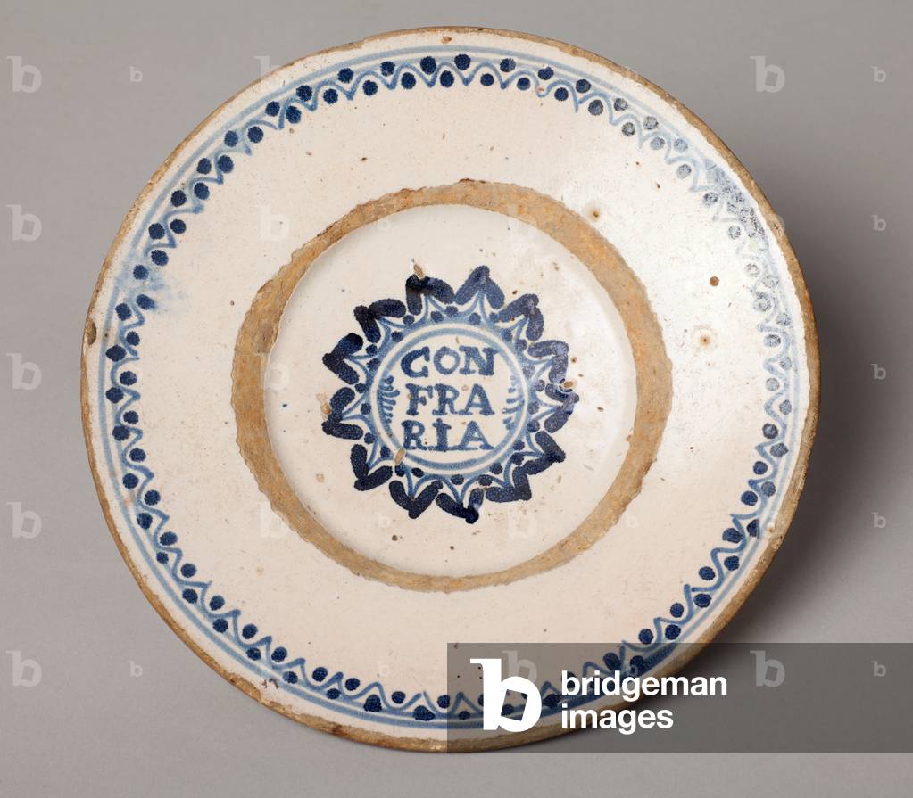 A dish. Ceramic work. Blue decoration. First half 18th century. Museum inventory no: 1287.