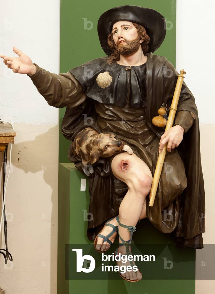 Collegiate church (Colegiata de San Millán de la Cogolla). Interior. A statue. Saint John of Santiago. Polychrome wood.