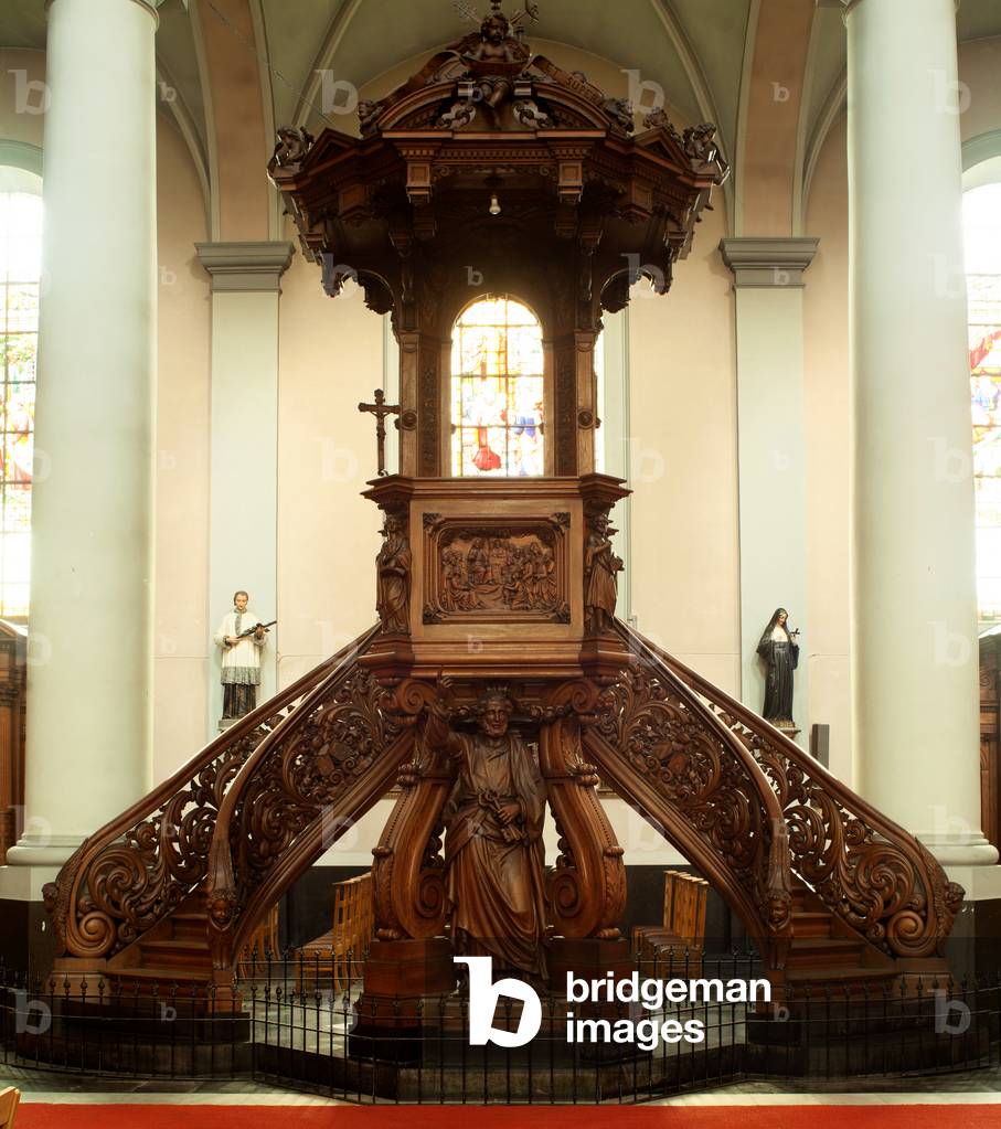 Church (Kerk Onze-Lieve-Vrouw Geboorte). Interior. The pulpit.