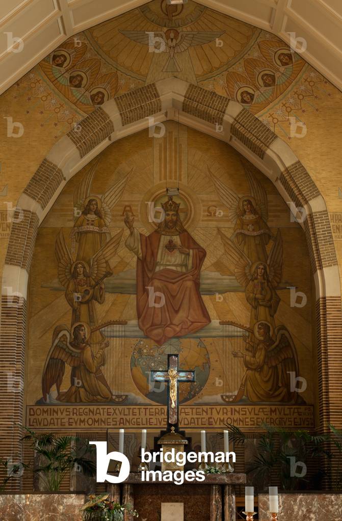 Parish church (Heilig-Hartkerk). Interior. Modernism. The choir. Mosaic.