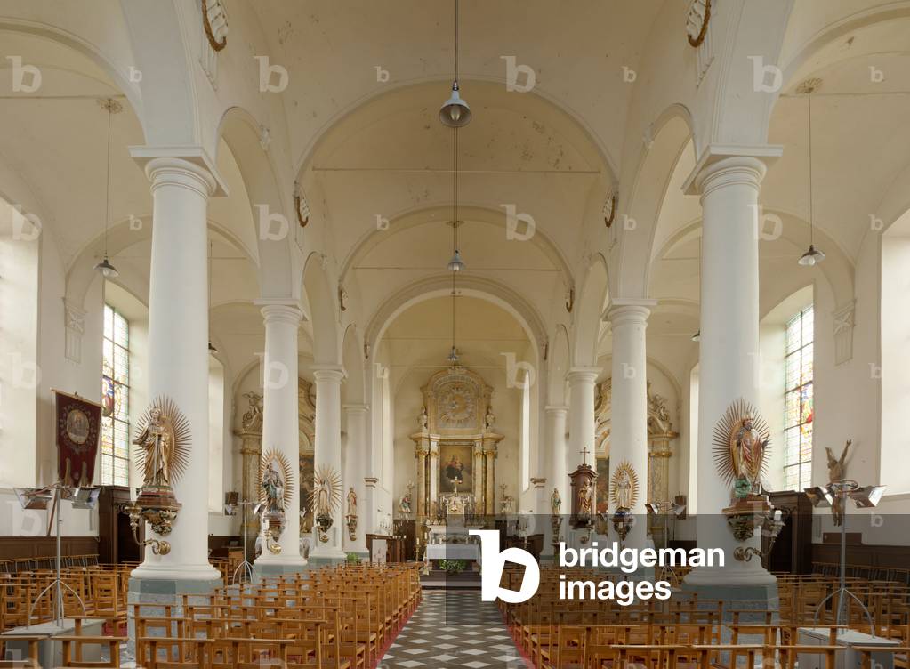 Parish church (Sint-Machutuskerk Wannegem). Interior. The nave. 1784.
