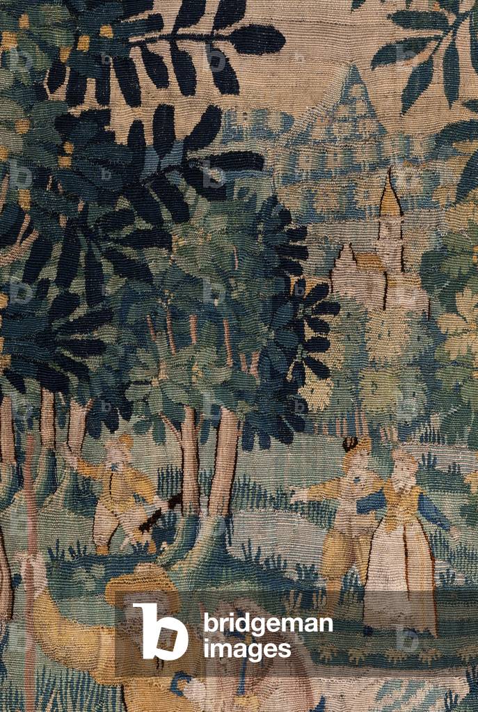 Flemish tapestrey. Deer hunting (Jacht op een hert). Atelier of Oudenaarde. 295x331cm. Inv (82941)-1 / PRIVE. 17th century.