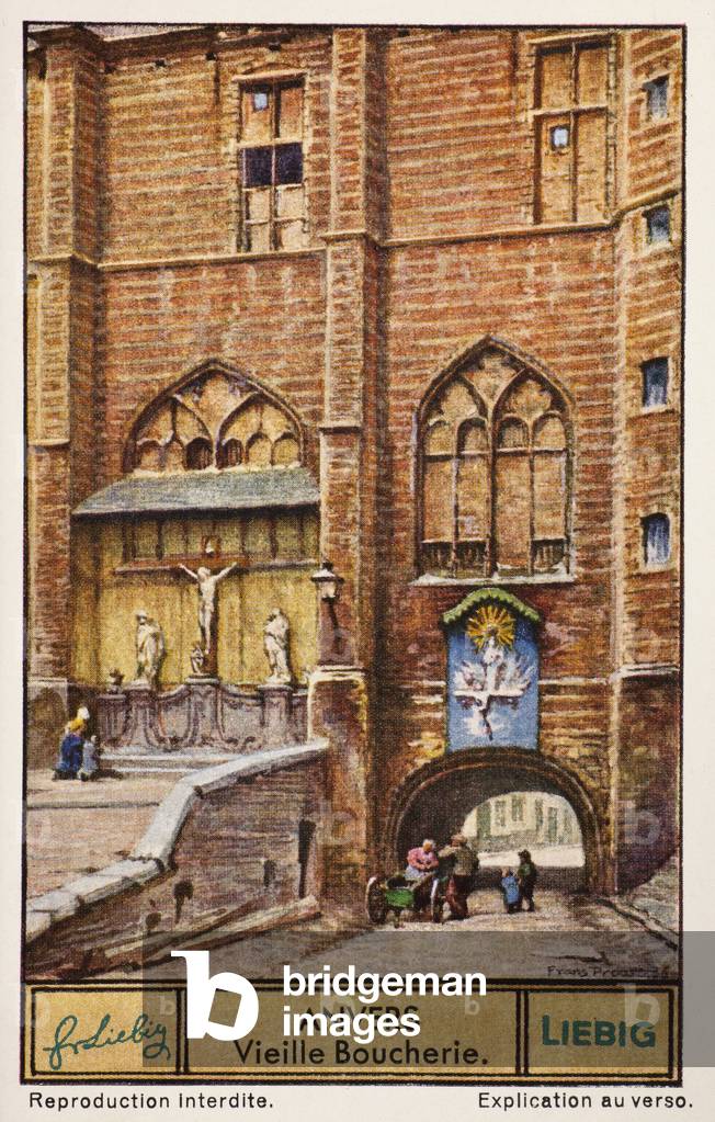 Old districts and houses, no 2, the meat hall Vleeshuis at Antwerp. 1937 (lithograph)