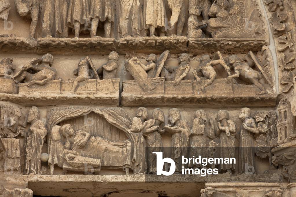 Cathedral (Cathédrale Saint-Jean-Baptiste). Exterior. West façade. Central porch. Detail.