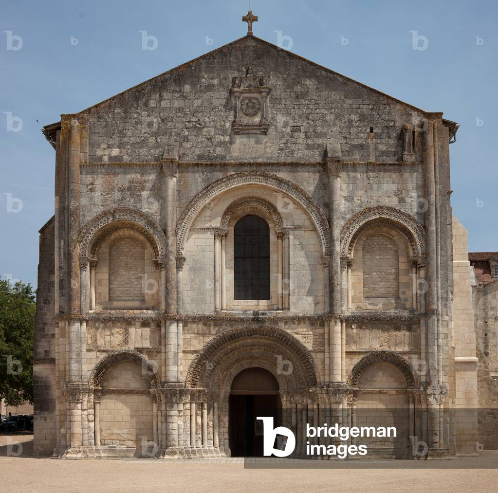 Abbey (Abbaye aux Dames). The church (Église Sainte-Marie). Exterior. West façade. Romanesque.