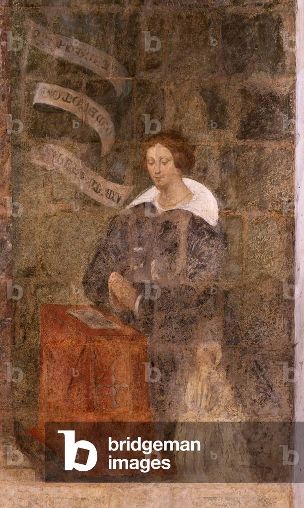 Church (Eglise Saint-Jean-Baptiste). Interior. Chapel Saint-Fursy. Mural paintings. The glorification of Mary (fresque dite de la bonne mort). Begin 17th century.