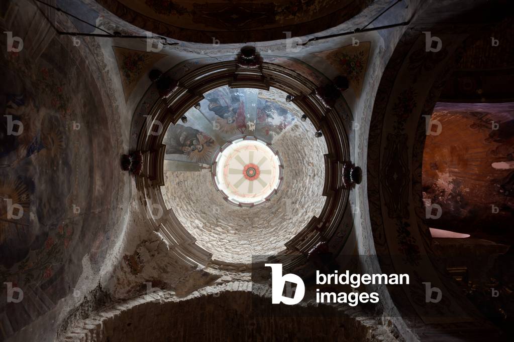 Parish church (Església de Sant Llorenç). Interior. North aisle. The dome. Wall painting. Baroque.