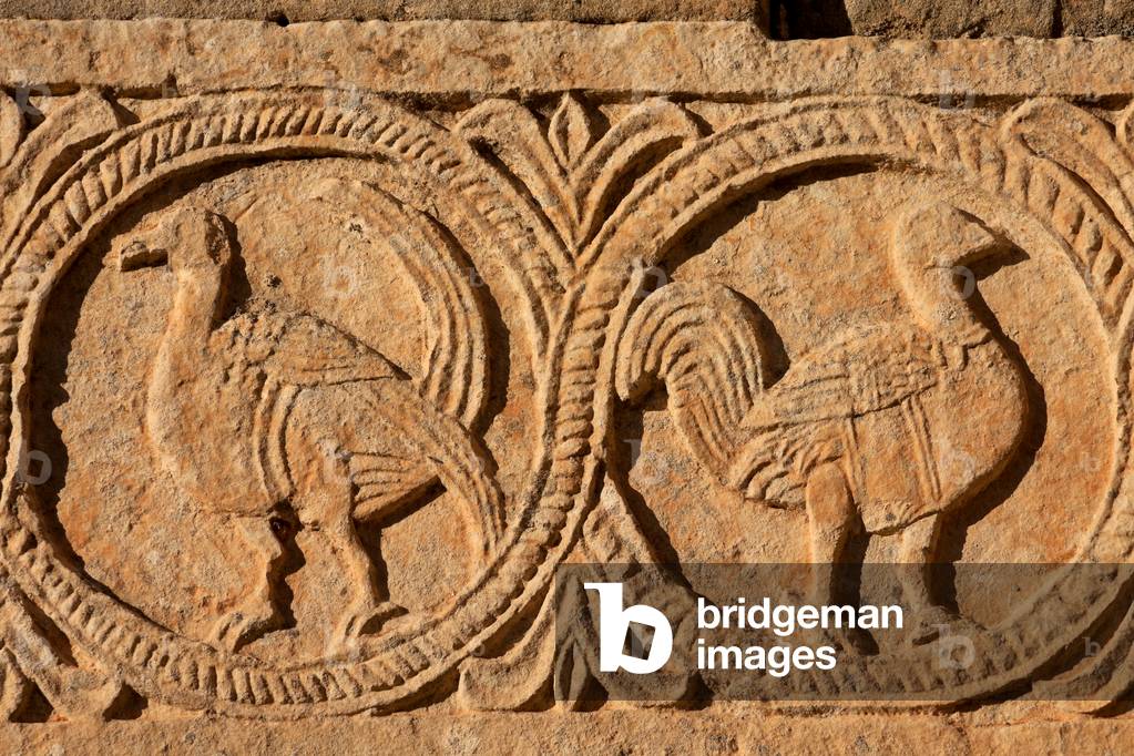 Hermitage (Ermita de Santa María). Visigoth. 7th century and later. Exterior. East. Wall no 4. Detail. Bas-reliefs.