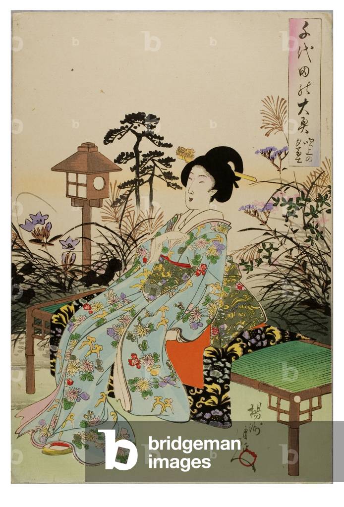 The Inner Precincts of Chiyoda. Wind-blown Evening Fuji, 1896 (woodblock print on paper)