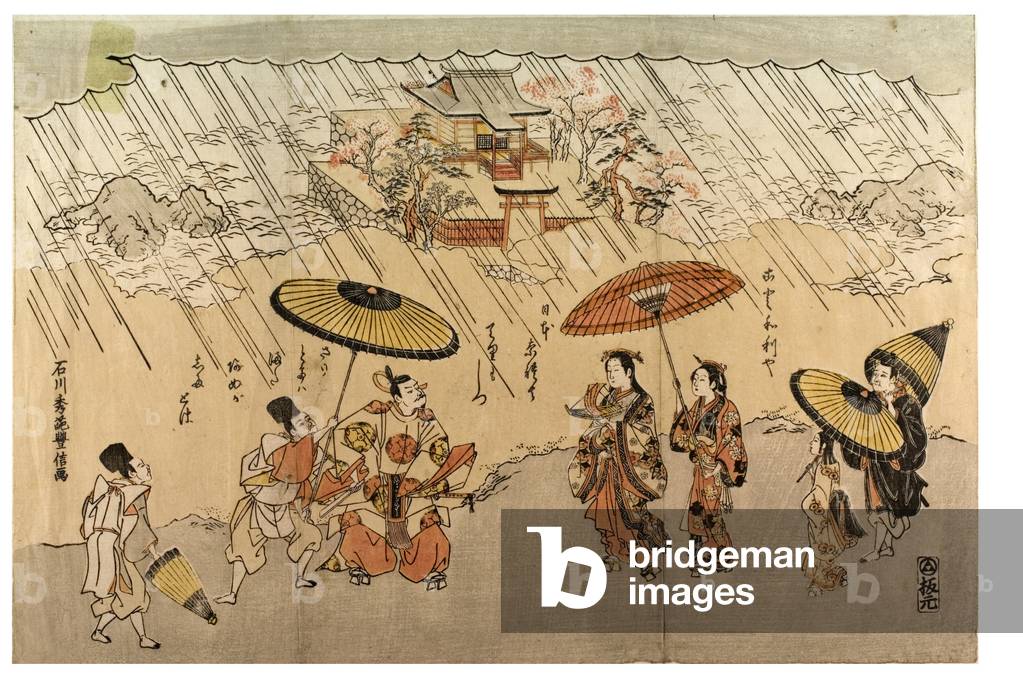 Shore scene in rain, 1785 (woodblock print on paper)