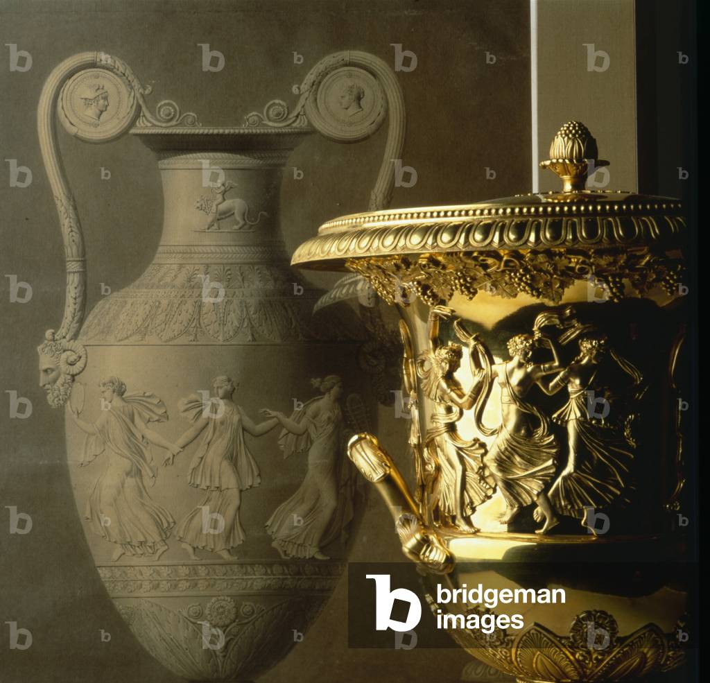 Great fountain, drawing by Jean Michel Moreau, 1806-18088, and “fountain a vin” by Charles Nicolas Odiot (Charles-Nicolas Odiot (1789-1868).