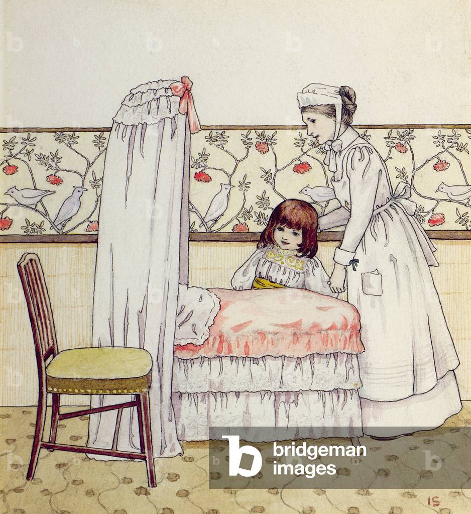 Immagine di Dipinto "Il bambino dorme", C20th Secolo di Isabel Florrie Saul