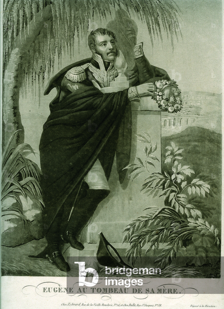 Eugène au tombeau de sa mère (litho)