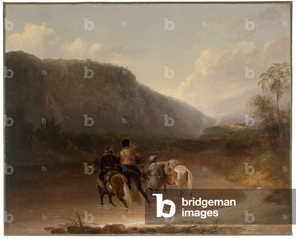 Trappers Discover the Smoke of an Indian Camp in the Distance, 1842 (oil on canvas)
