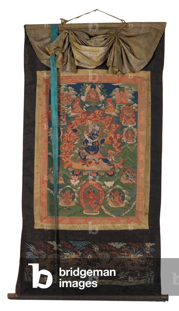 Guru Sengye Gra-grogs, Eighth Manifestation of Guru Padmasambhava, 18th-19th century (Thangka: colours on cloth, cloth mountings, wooden dowels)