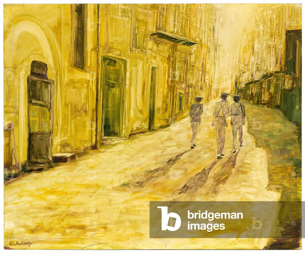 Patrol at dawn (Patrouille a l'aube), 20th century (oil on masonite)