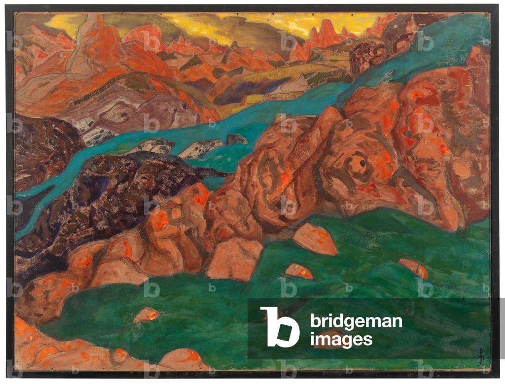 The Red Mountains, 1912 (Tempera on board)