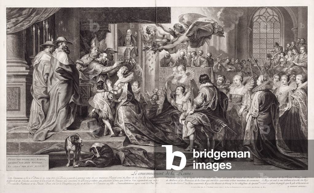 La Couronnement de la Reine, St. Denis 13 Mai 1610, engraved by Jean Audran (1667-1756), c.1707-1710 (engraving)