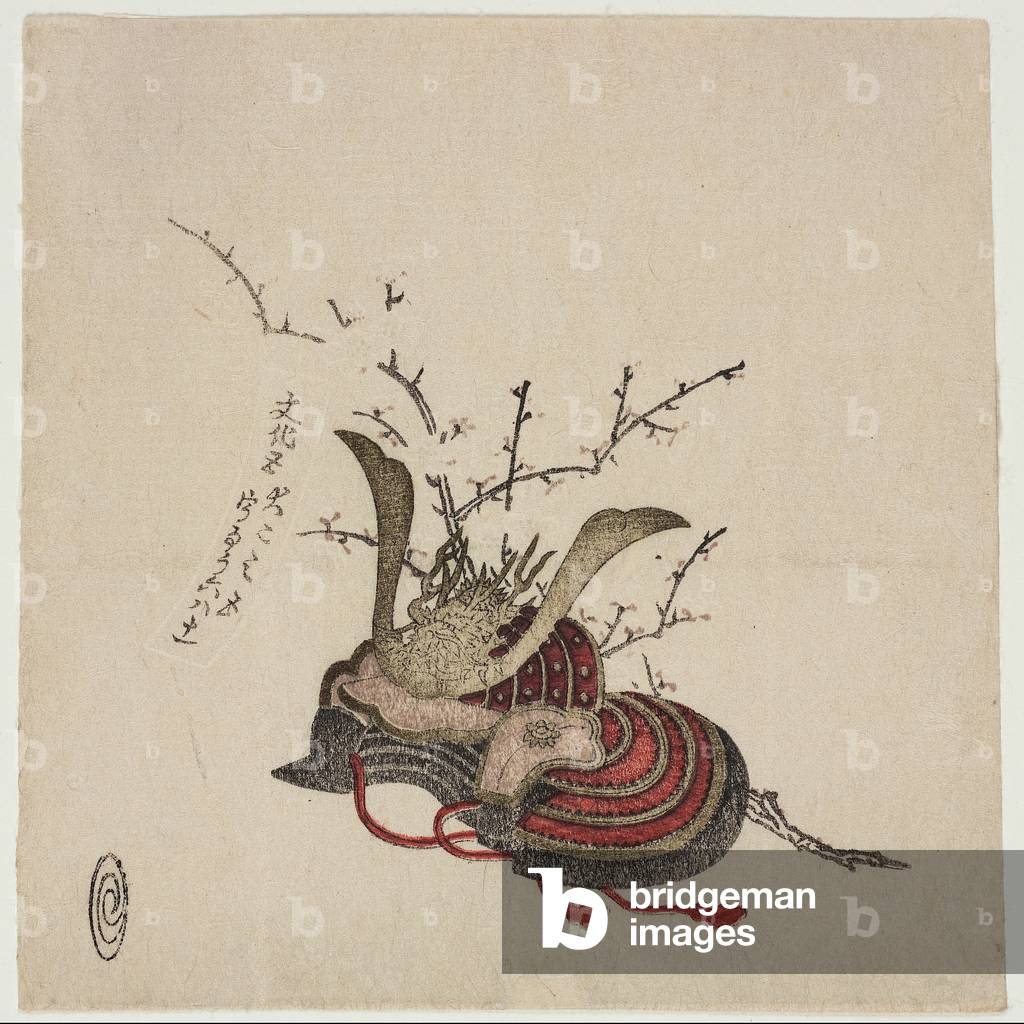 Dragon Helmet and Plum Branch, 1808 (Woodblock print)