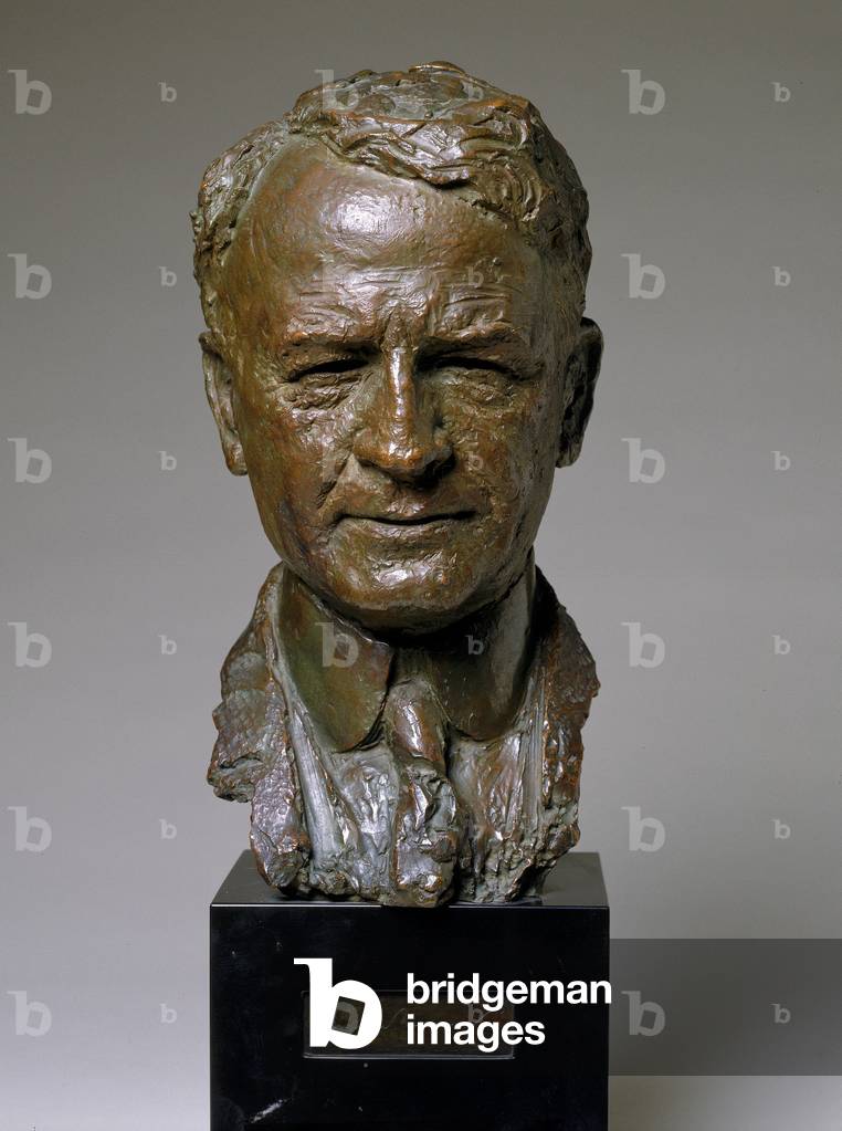 Bust of Dwight W. Morrow, Class of 1895 (bronze, mounted on black marble pedestal)