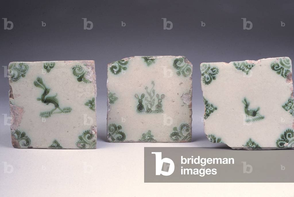 Four Tiles (Azulejos), late 18th century (glazed earthenware)