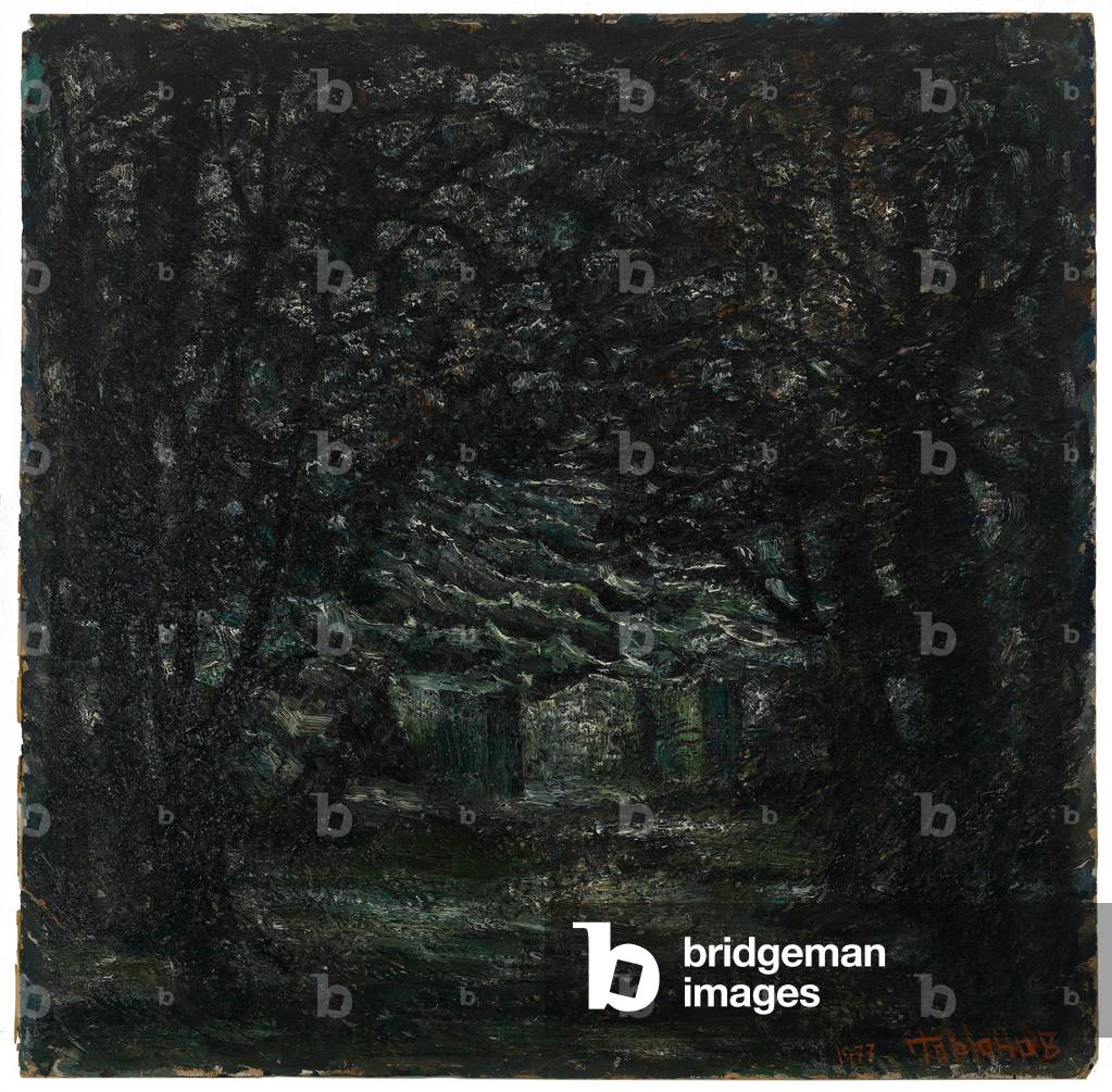 The Winter Garden, 1977 (oil on fibreboard with newspaper backing)