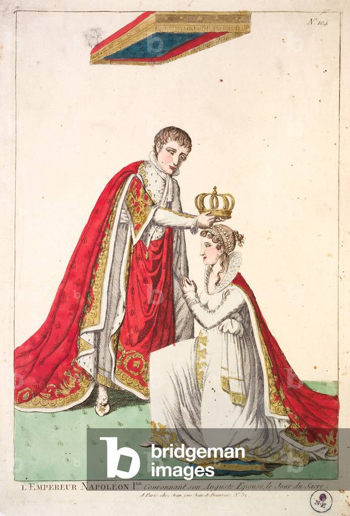 L'Empereur Napoléon Ier: Couronnant son Auguste Épouse, le Jour du Sacre, early 19th century (etching, hand-coloured)