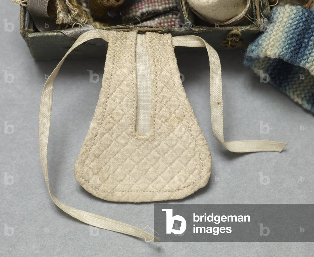 Lady's pocket for a pedlar doll, called Sarah Thrifty, 1820-40 (cotton)