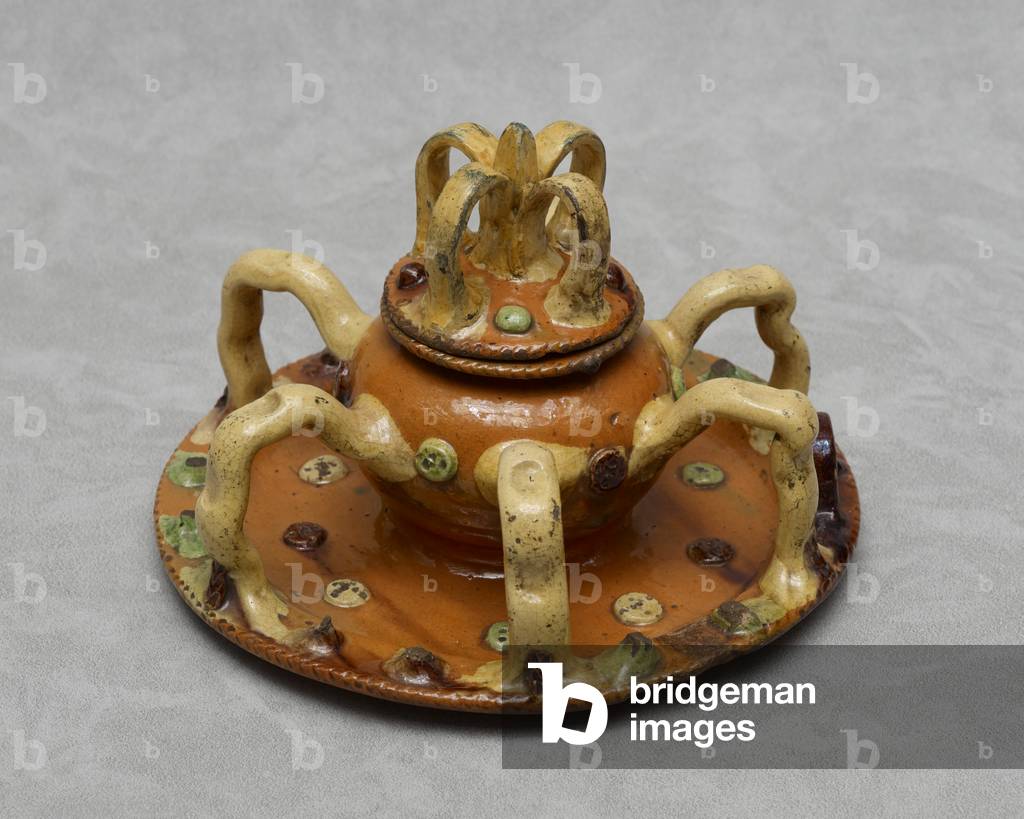 Posset pot cover, 1675-1725 (ceramic)