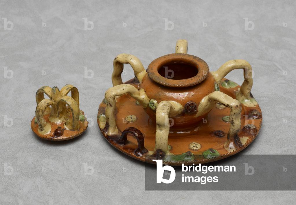 Posset pot cover, 1675-1725 (ceramic)