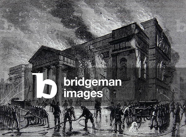 The burning of the Covent Garden Theatre, London, 1856 (engraving)