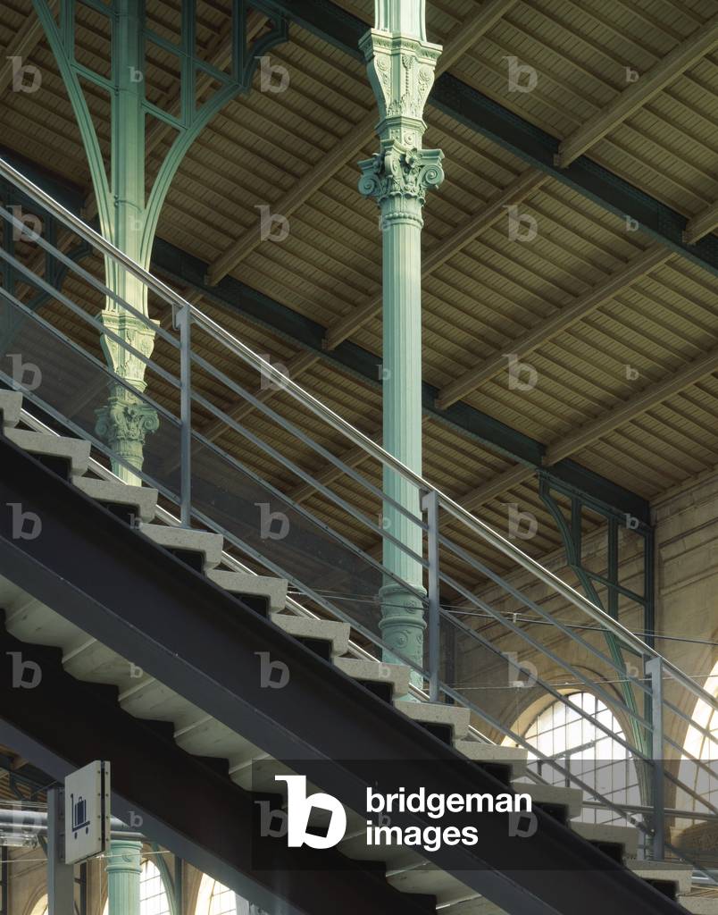 Gare du Nord to Paris 75010. Construction 1861-1865, architect Jakob Hittorff (1792-1867), renovation of amenagement 2008-2010, Jean Marie Duthilleul. The third station in the world after Tokyo (Japan) and Chicago (Illinois, USA), the station welcomes 500,000 passengers every day.
