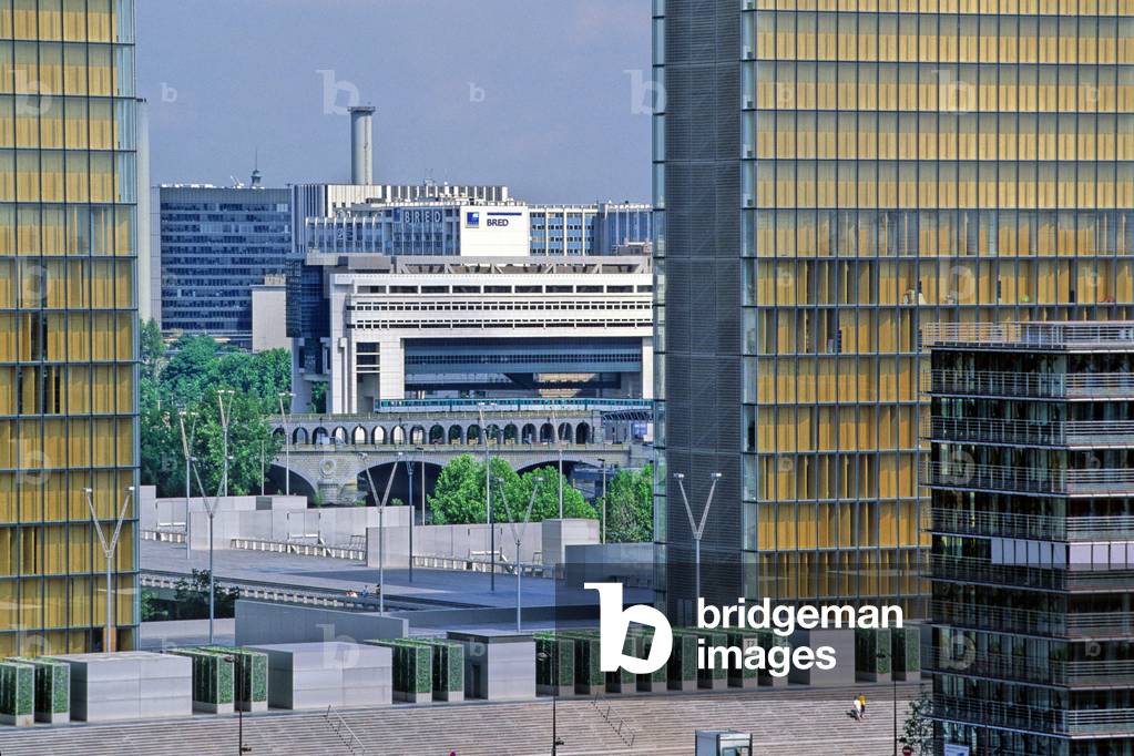 National Library of France in Paris 75013. Architect Dominique Perrault, 1995.