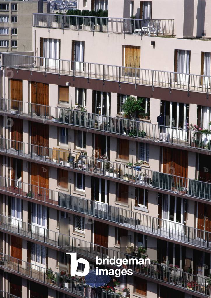 Facade of residential building, rue Pradier, Paris 19th.