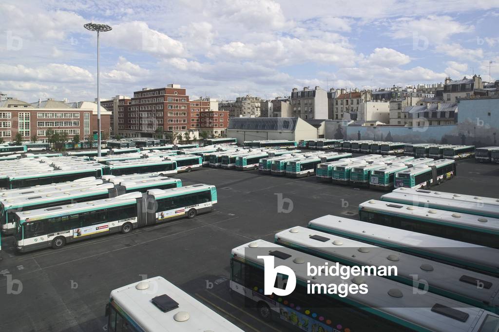 Paris bus depot, Rue des Poissonniers and rue Championet, Paris 75018.