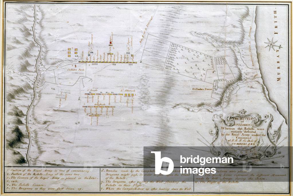 Plan of the Battle of Culloden, April 16th 1746  (pen and ink on paper)