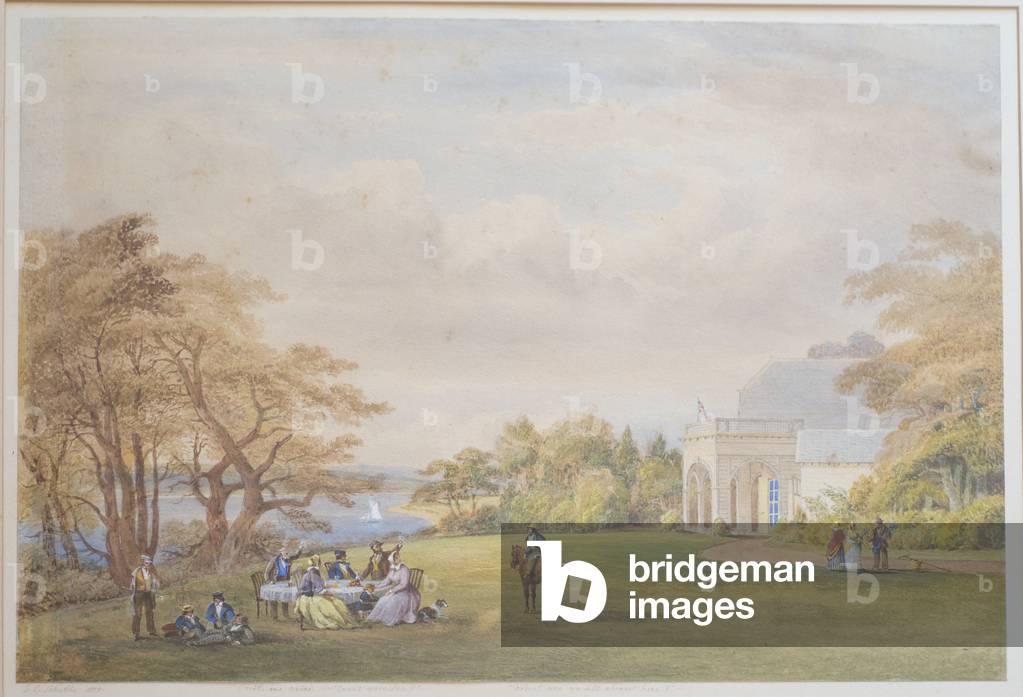 Drummond Family at Bournehill Cottage, 1858 (w/c on paper)