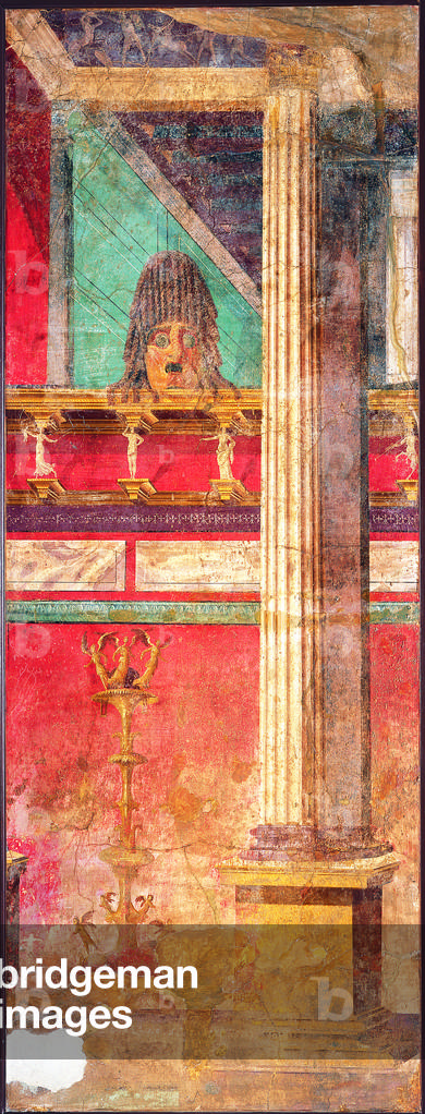 Architectures with Masks, by unknown artist, c. 60, 1st Century B.C., ripped fresco, 337 x 120 cm