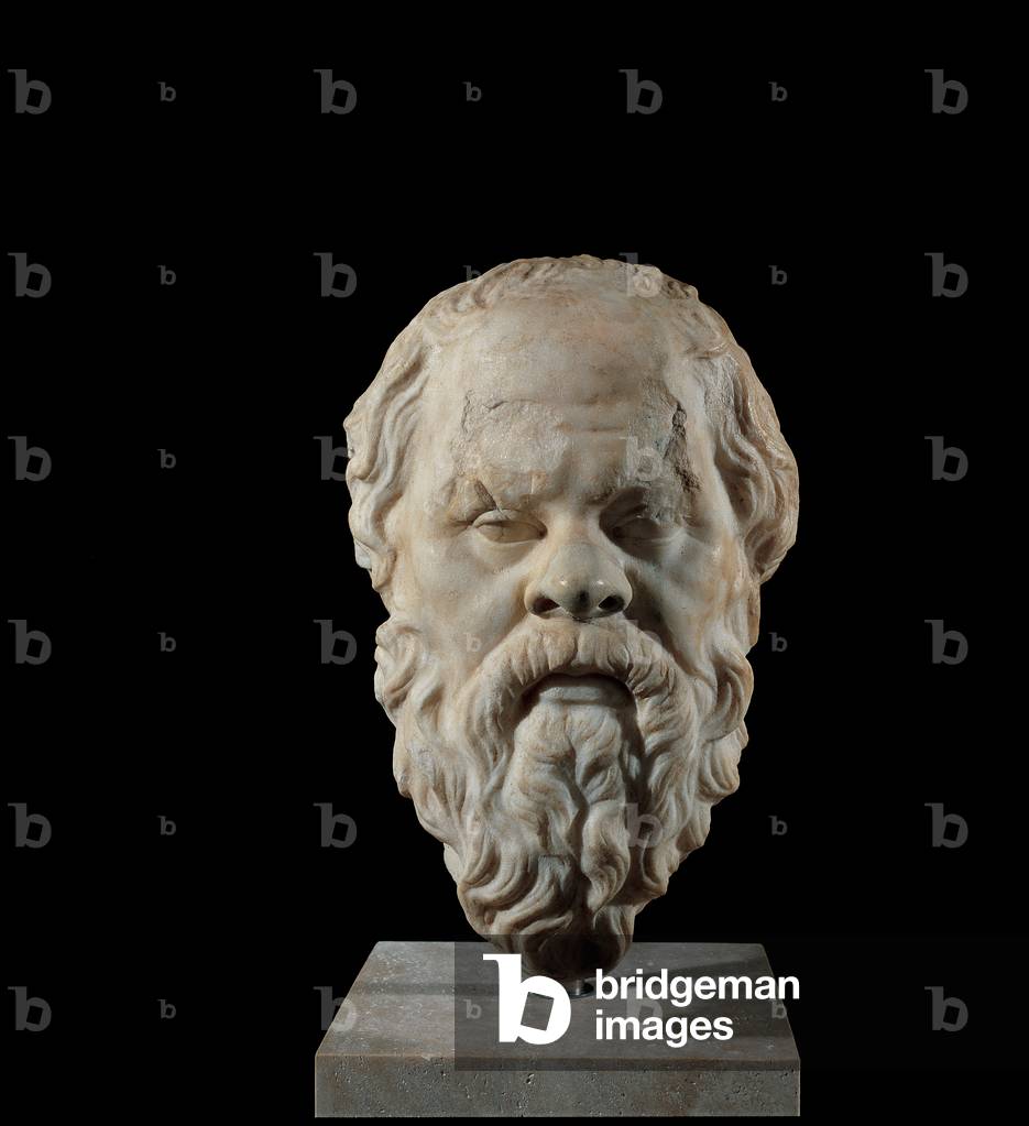 Head of Socrates, (Greek marble, full relief)