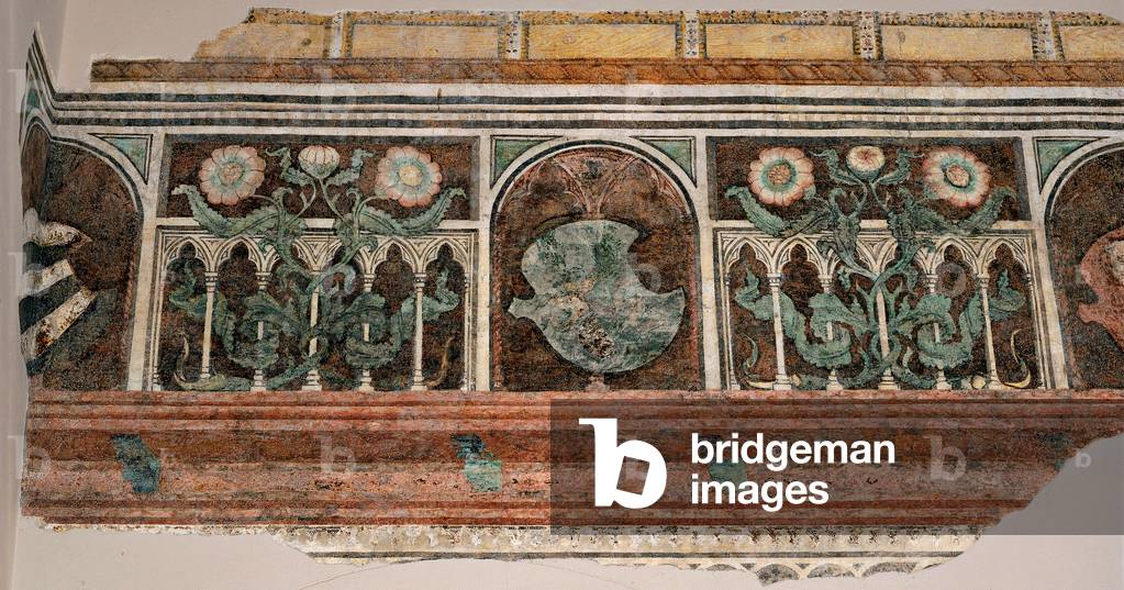 Frieze with fake loggia and Gonzaga devices, (fresco)