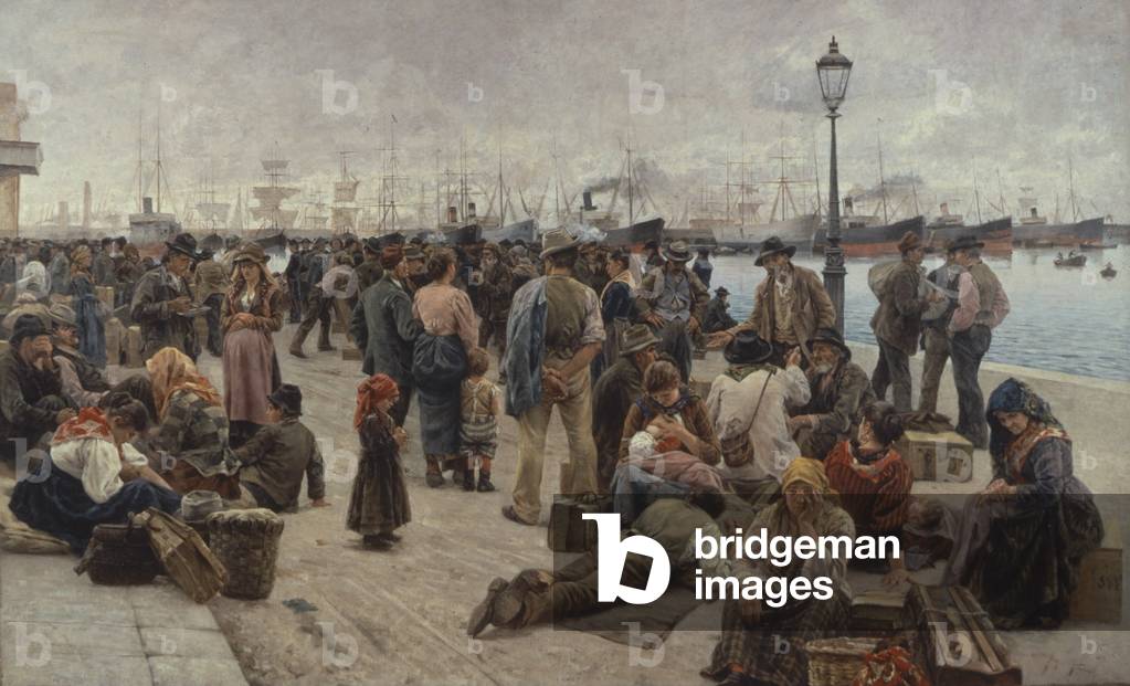 The Emigrants (Gli emigranti), by Angelo Tommasi, 1896, 19th century (oil on canvas) 262 x 433 cm