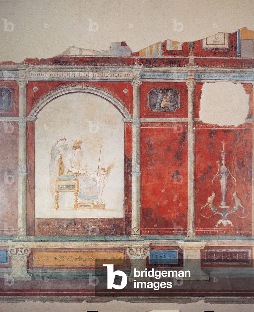 Decoration with mock architecture and mirrors with Toilet of Aphrodite, (mural)